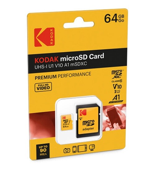 KODAK mSD 64GB UHS-I U1/V10/C10 Y/R/B Card+Adapter